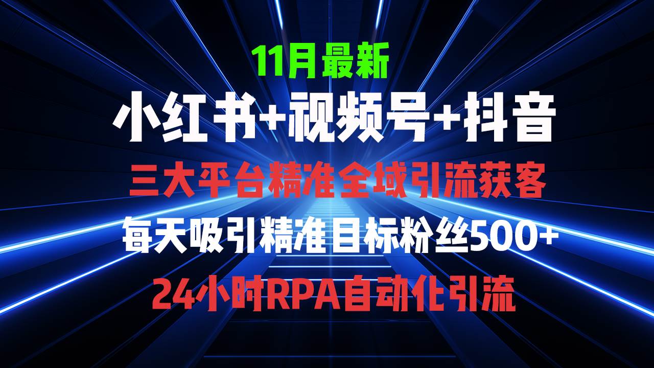 (13259期)全域多平台引流私域打法,小红书,视频号,抖音全自动获客,截流自…